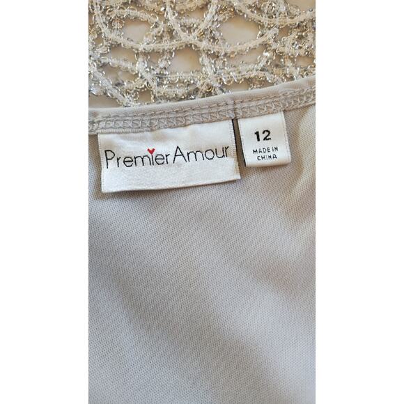 Premier Amour Women High Neck Short Sleeve Jumpsuit with Grey Lace Bodice Sz12 - Picture 6 of 16